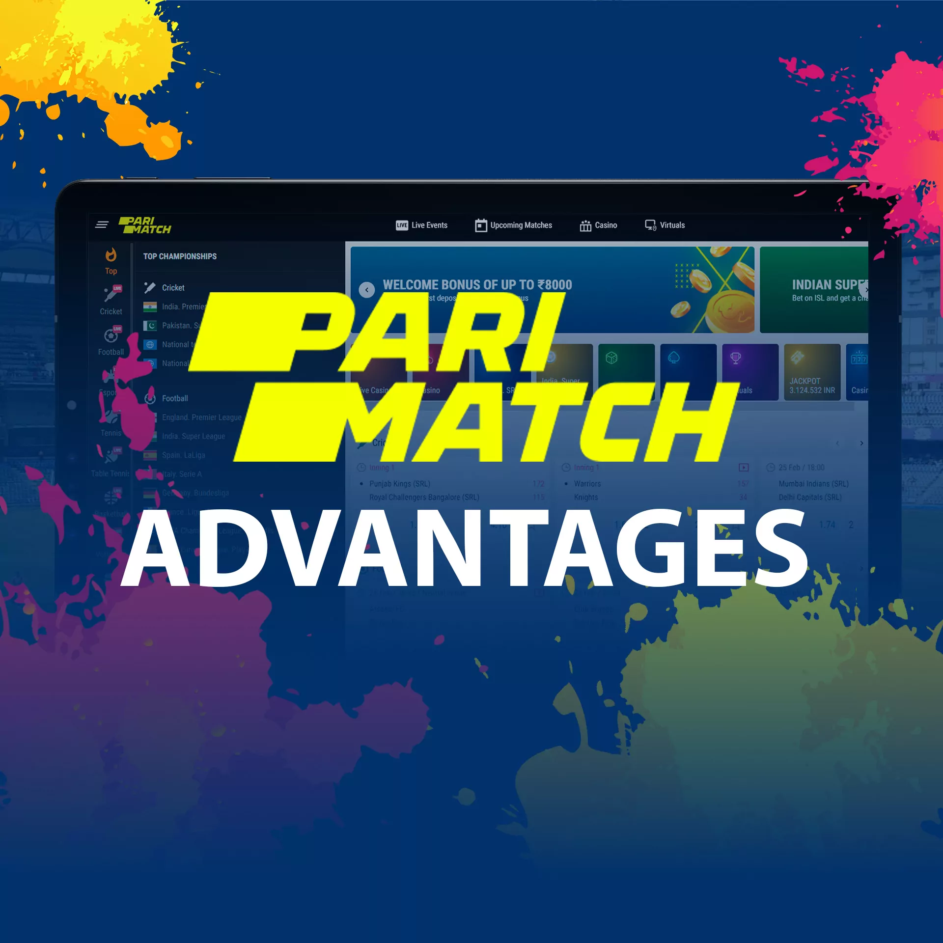 Parimatch have a lot of advantages like high odds, up to 12000 INR welcome bonus, wide range of cricket betting options.