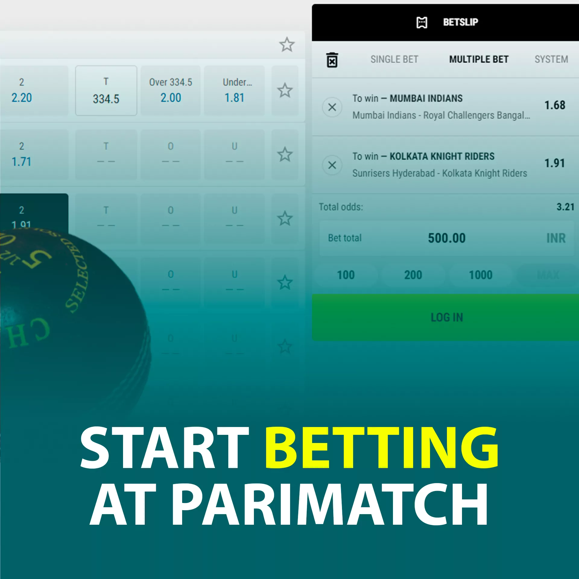 Choose your favorite sport and match, then place a bet