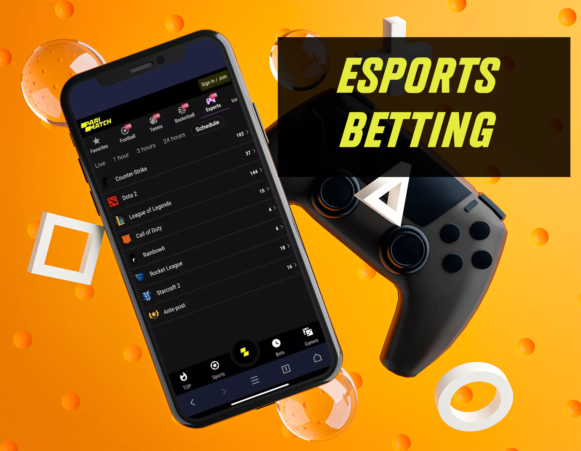 You can watch the streams and place bets on esports in the Parimatch mobile app.