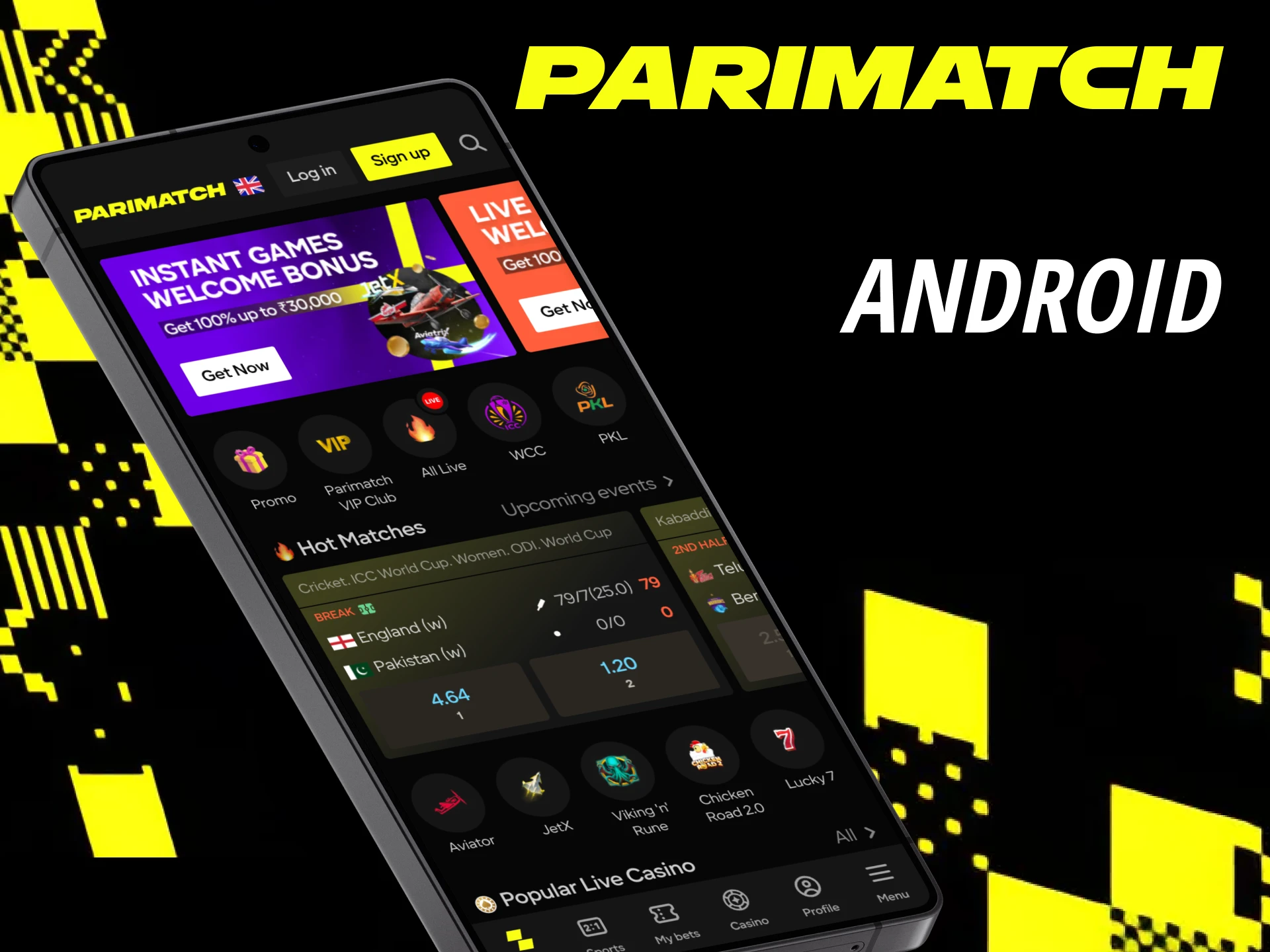 Install the Parimatch PWA app for Android.