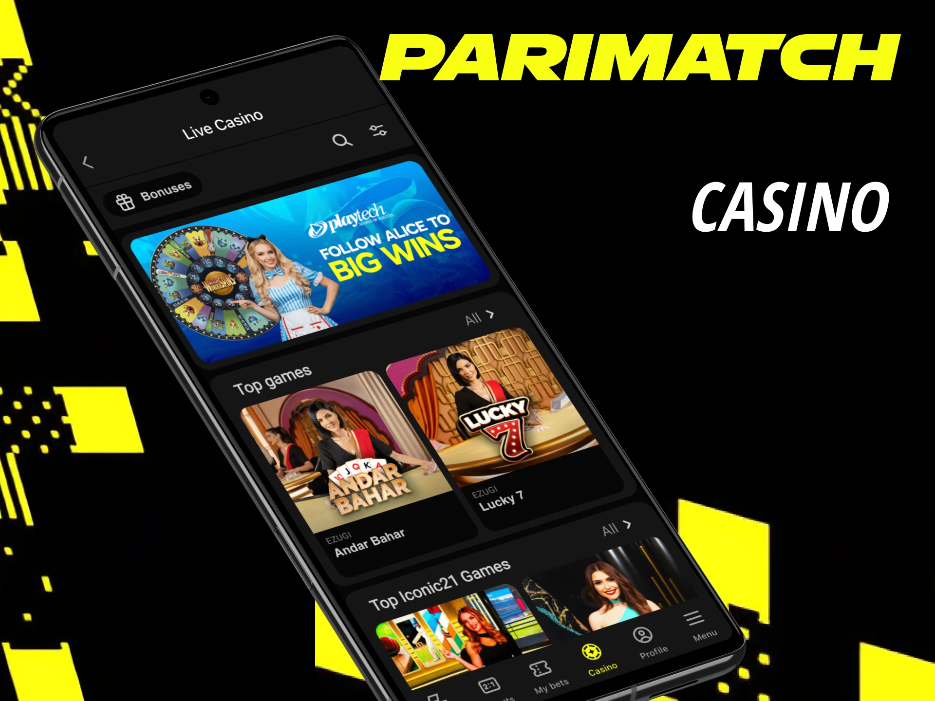 In the casino section of the Parimatch mobile app you will find a variety of games.