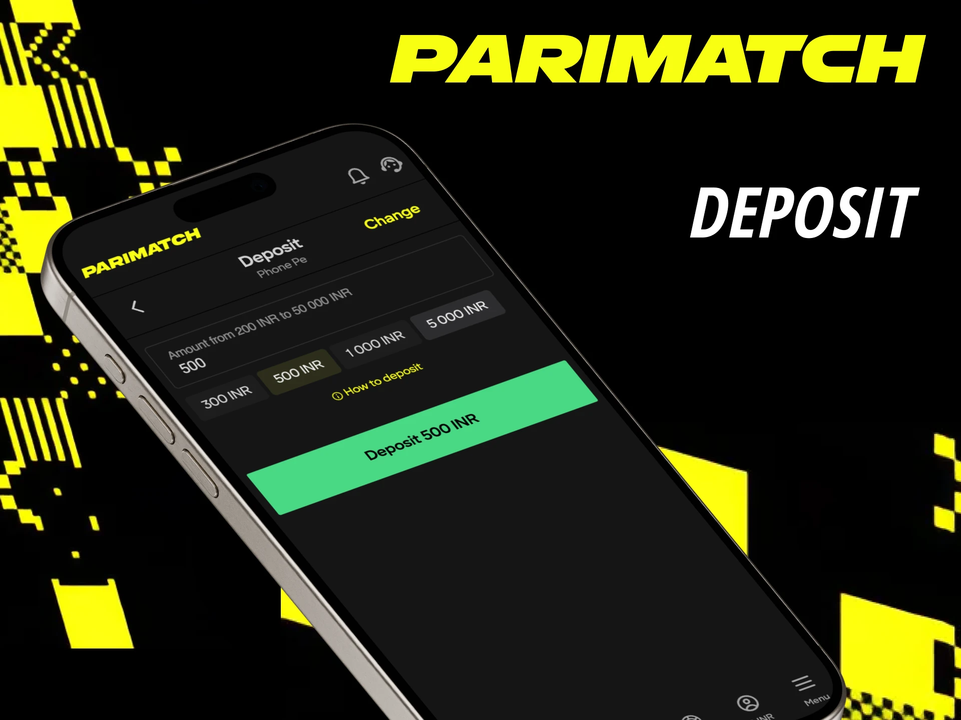 Make instant deposits right in your Parimatch app.