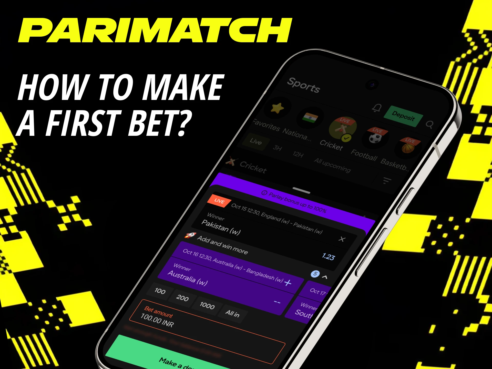 Learn how to place your first bet in the Parimatch mobile app.