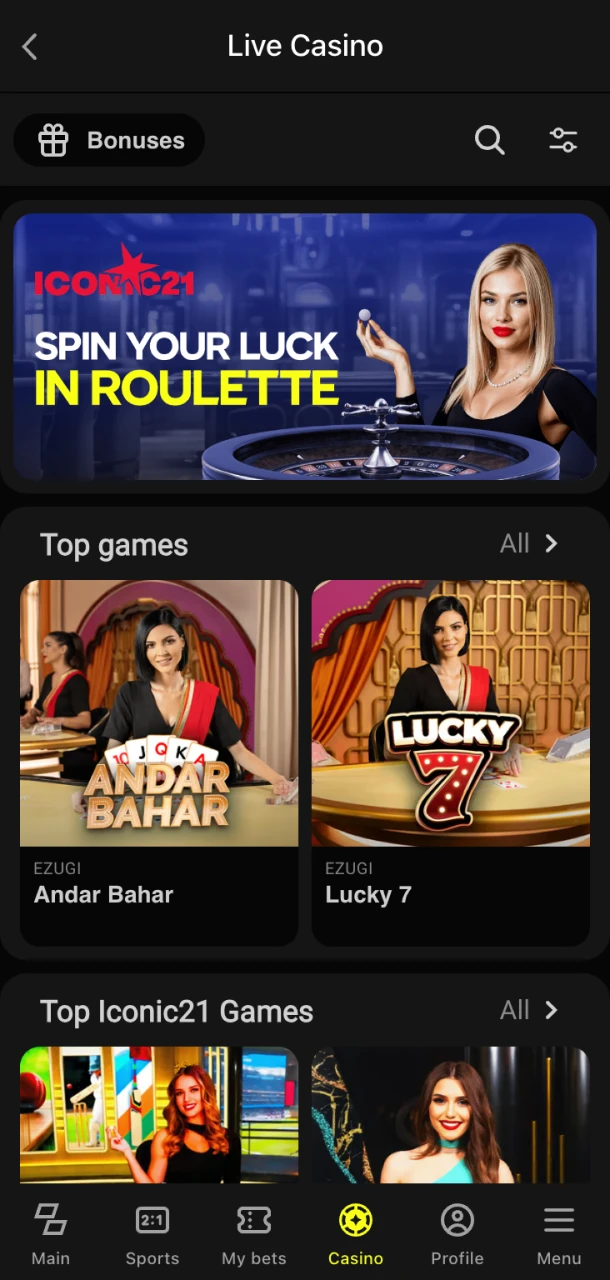 Experience real casino action with Parimatch live.