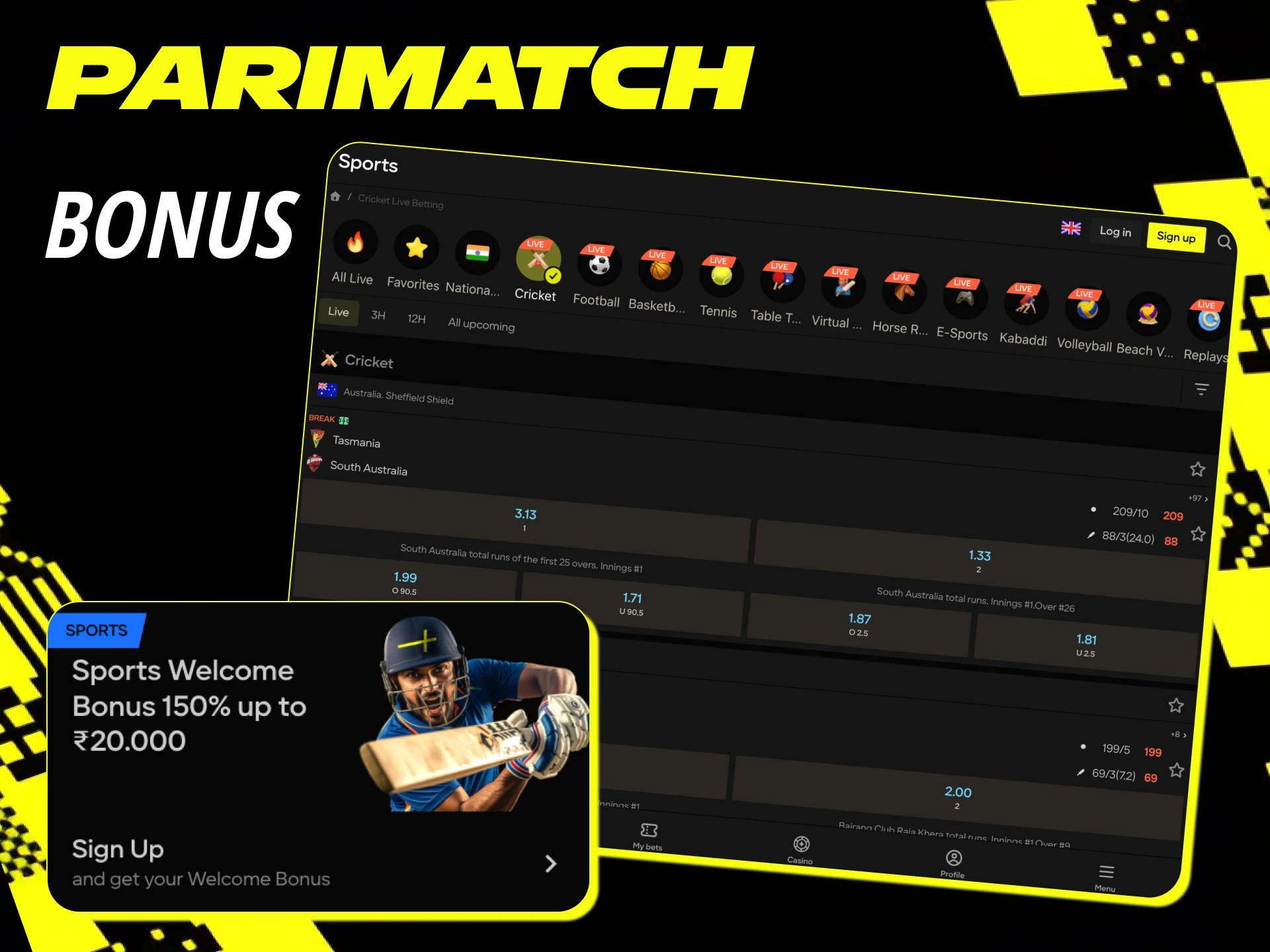 Use bonuses for cricket betting at online casinos.