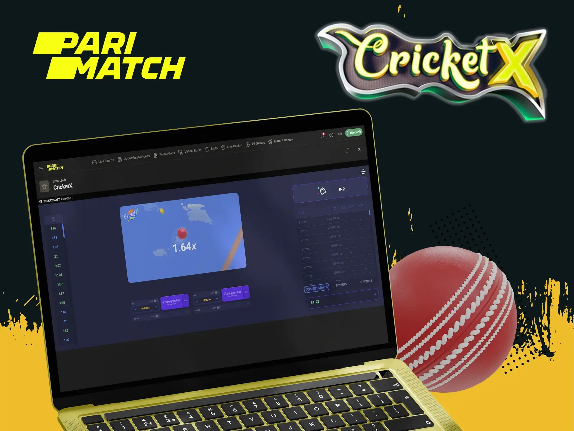 Try your luck and strength in Parimatch's popular Cricket X crash game.