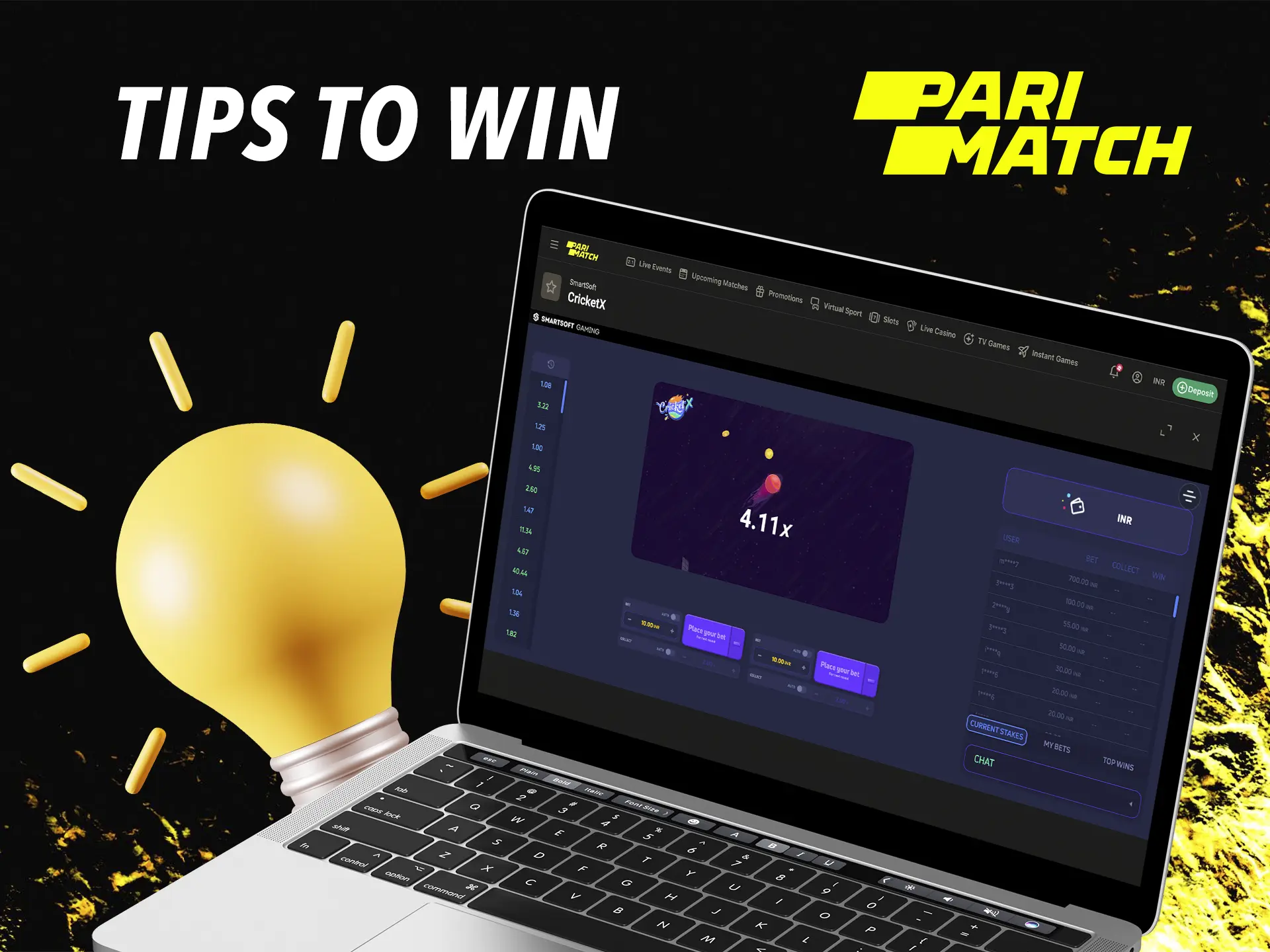 Use your skills and prowess to regularly achieve big wins in the Cricket X game from Parimatch Casino.