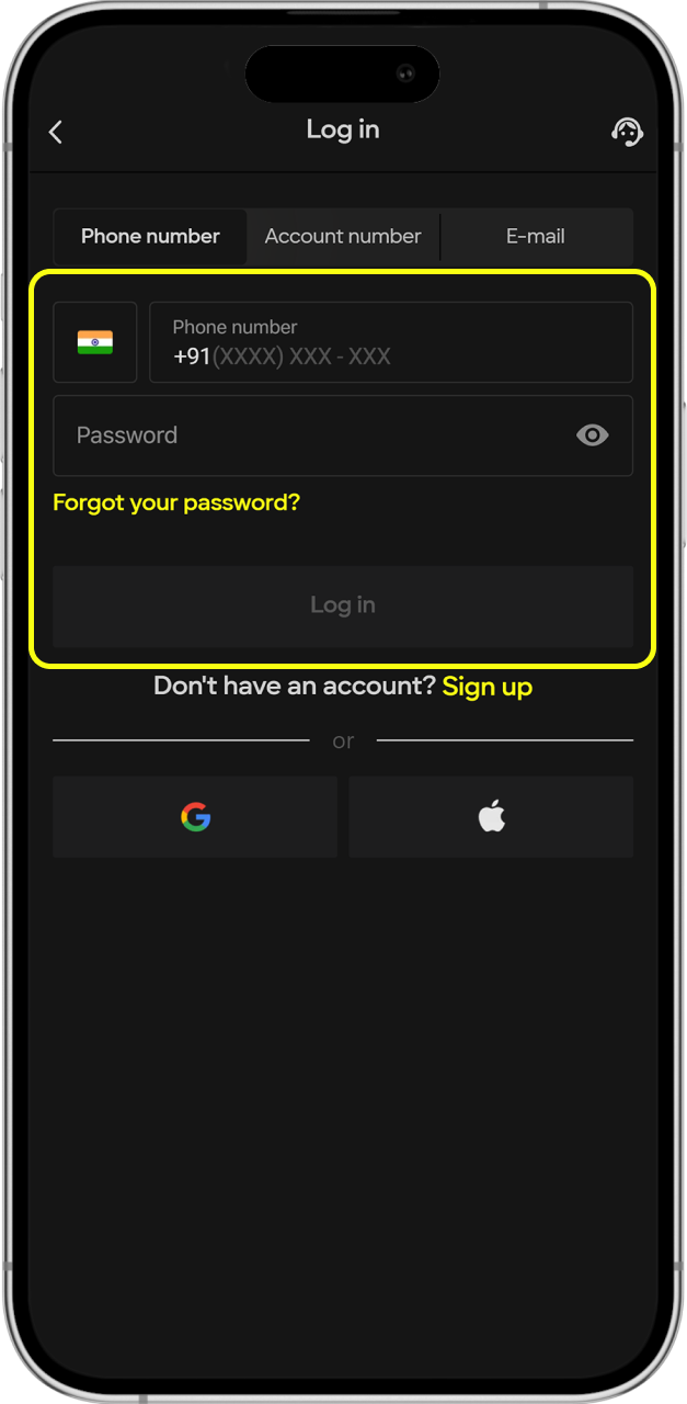 Create an account or login to make a deposit at Parimatch.