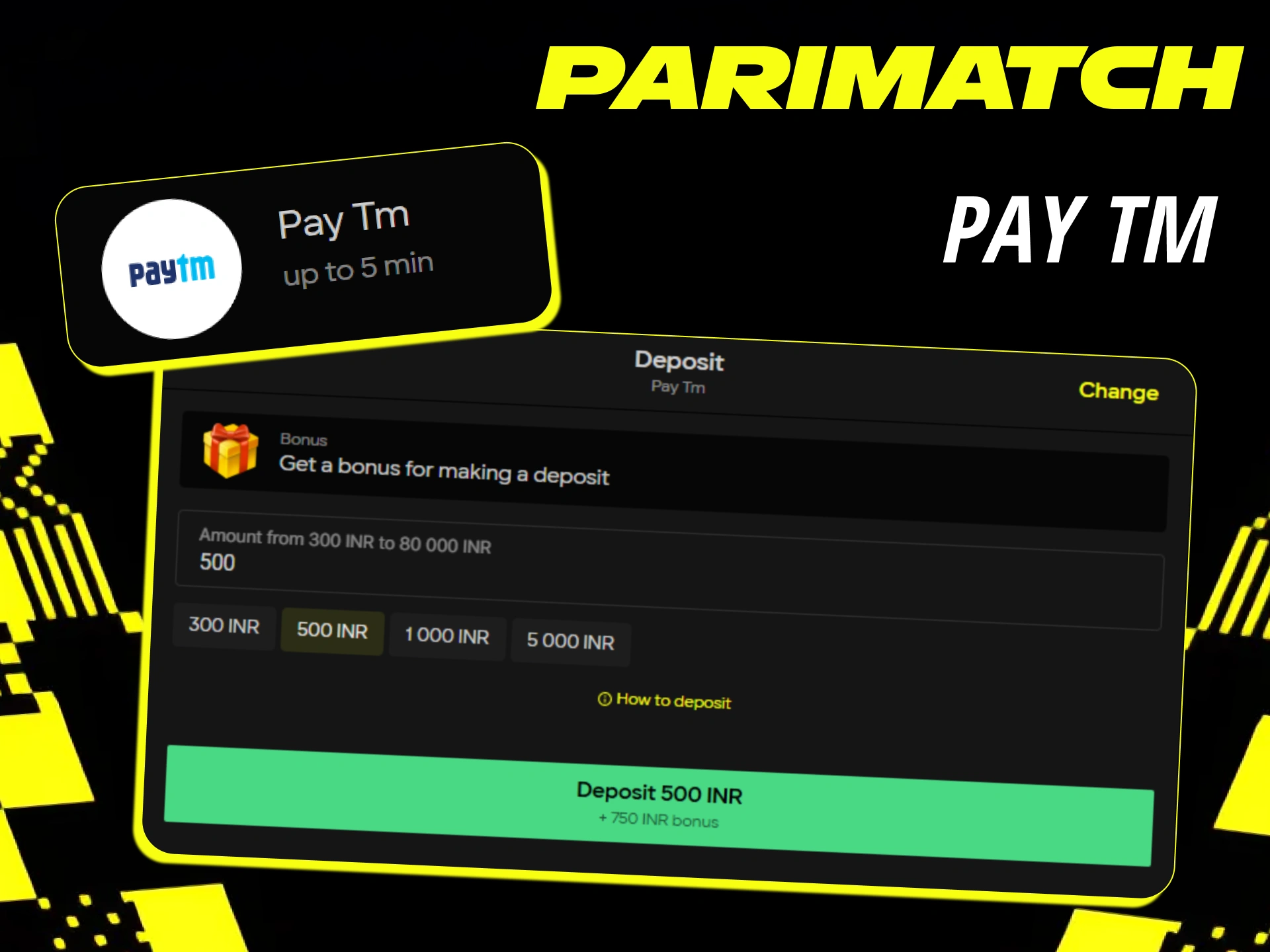 Use Pay TM as very simple method to make a deposit for Indian players at Parimatch.