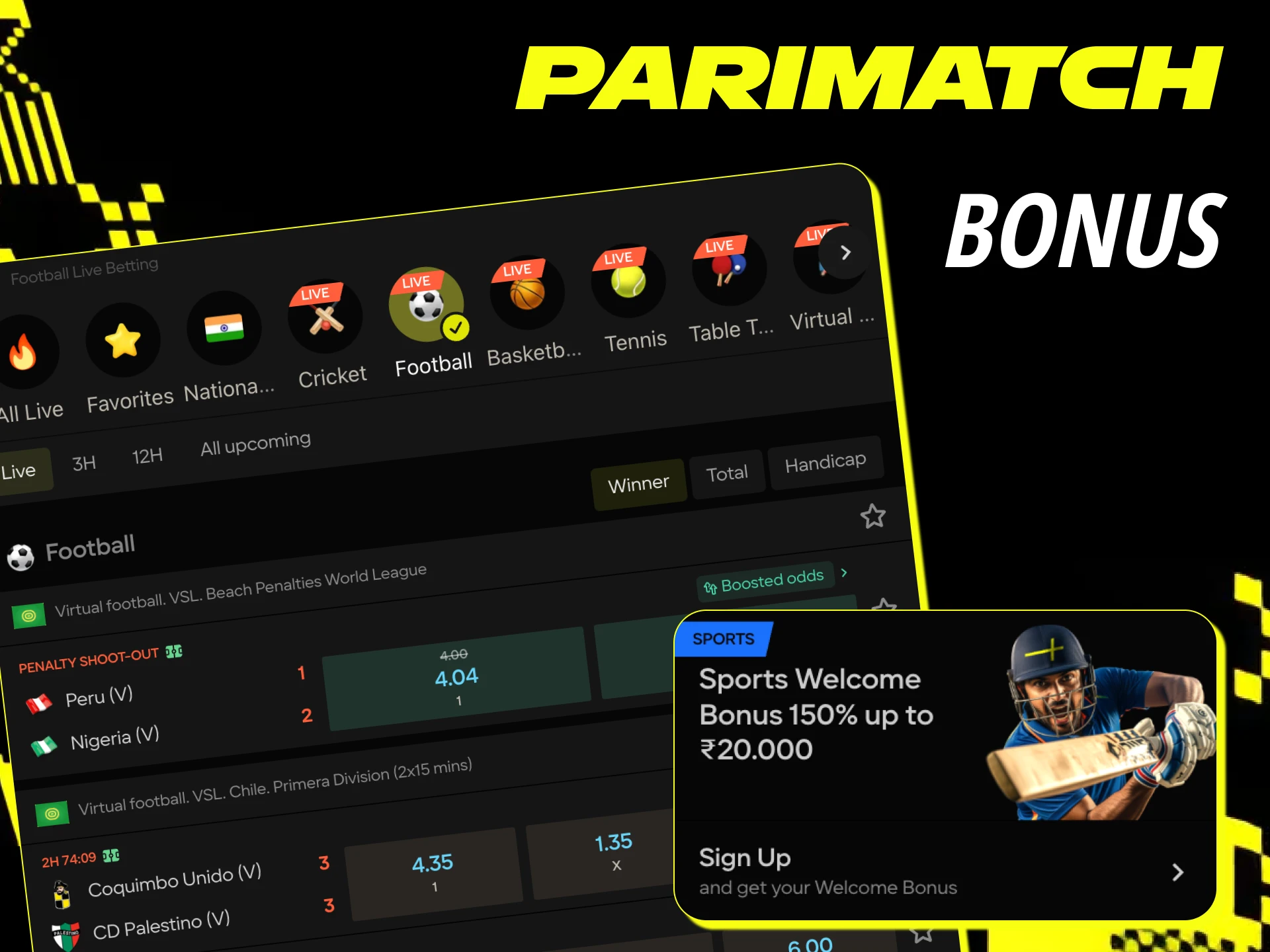 Don't forget to use your bonus for football betting at Parimatch online casino.