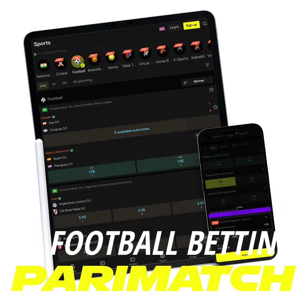 Bet on all major football leagues and matches with Parimatch.