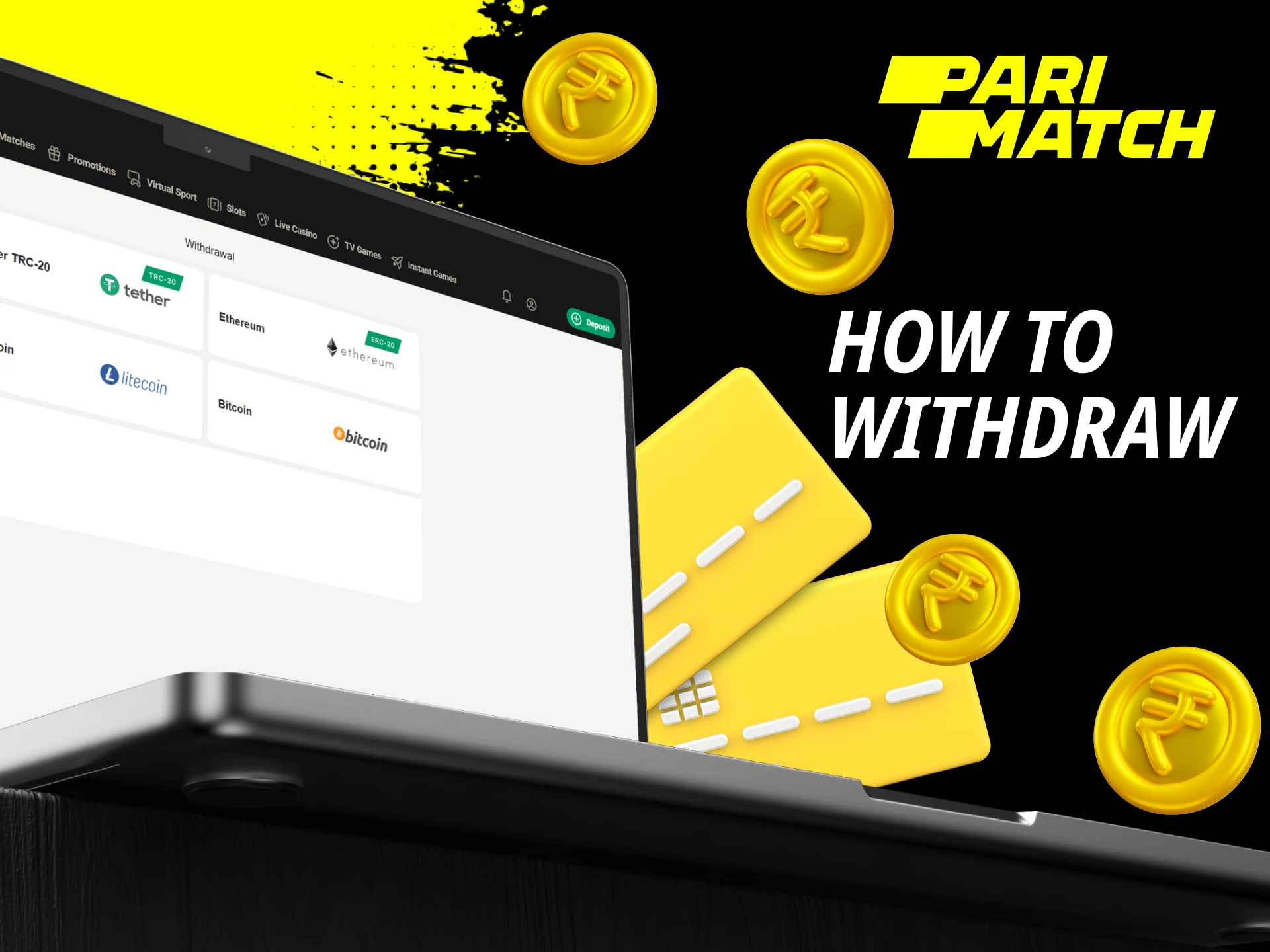 How can I withdraw money from my account on the Parimatch online casino website.