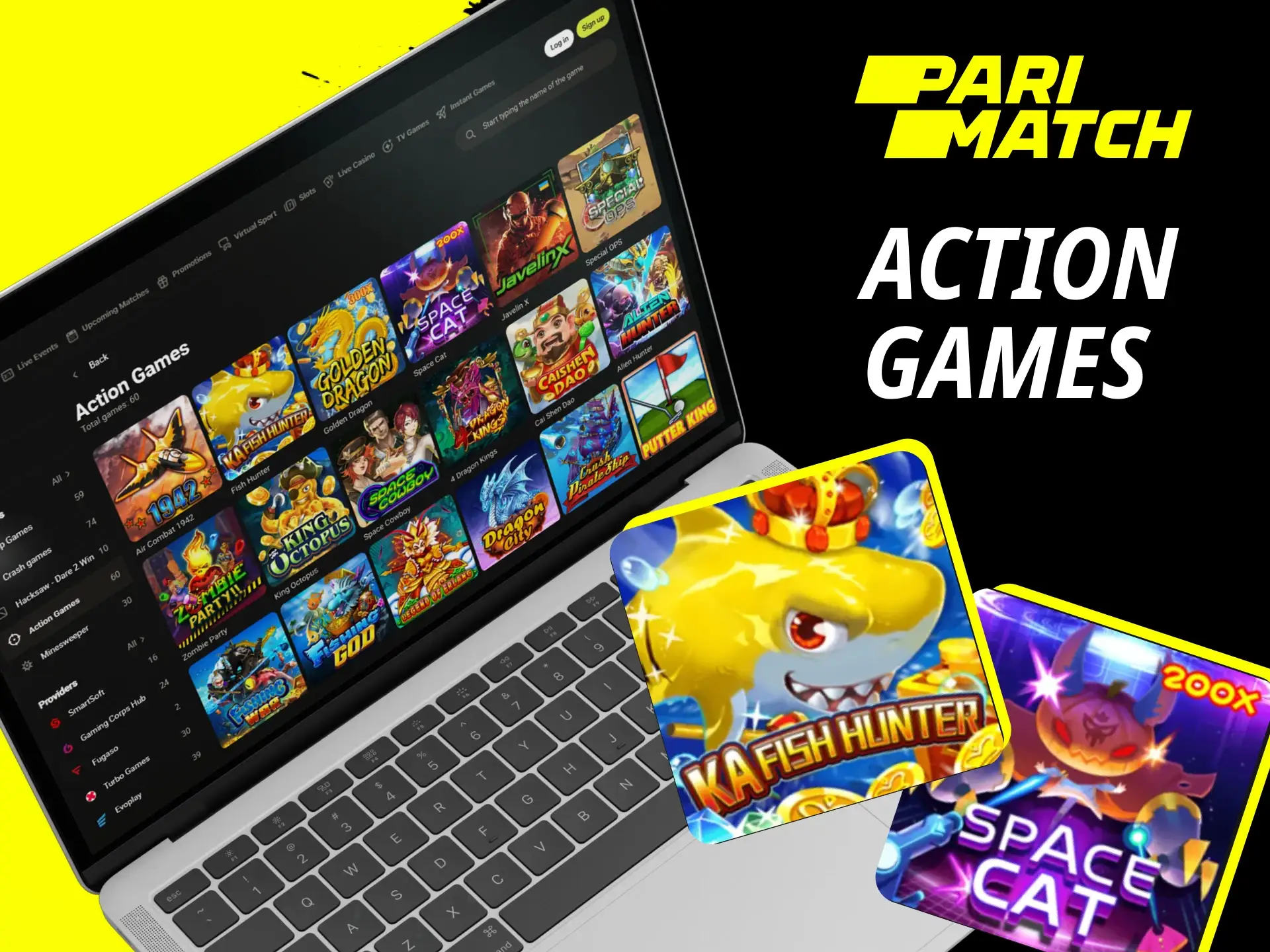 What Action Games are there on the Parimatch online casino website.