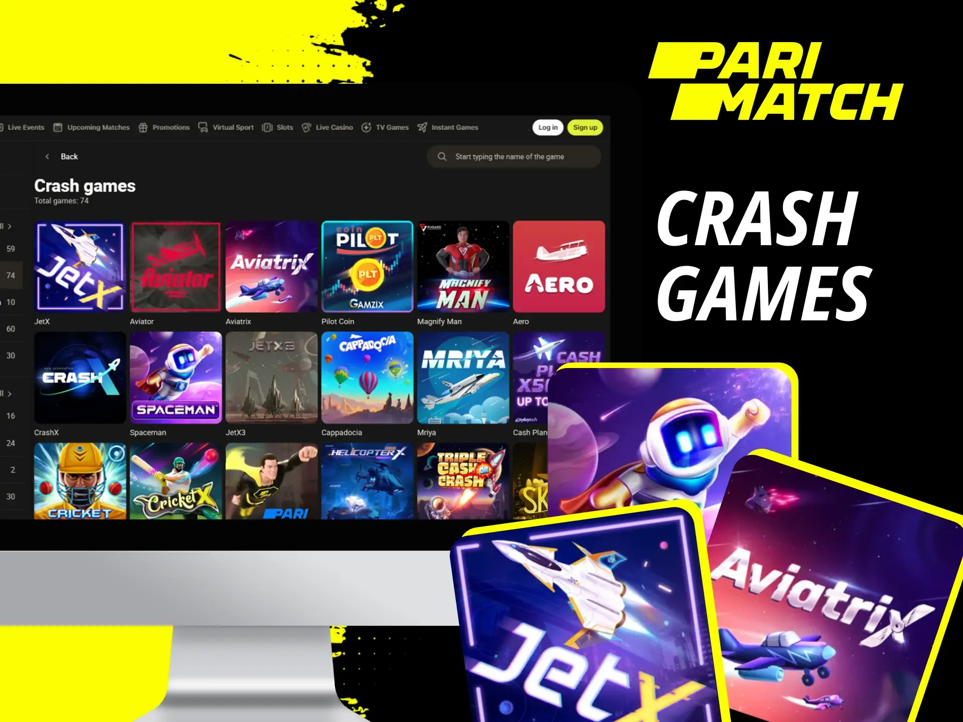 Can I find crash games on the Parimatch online casino website.
