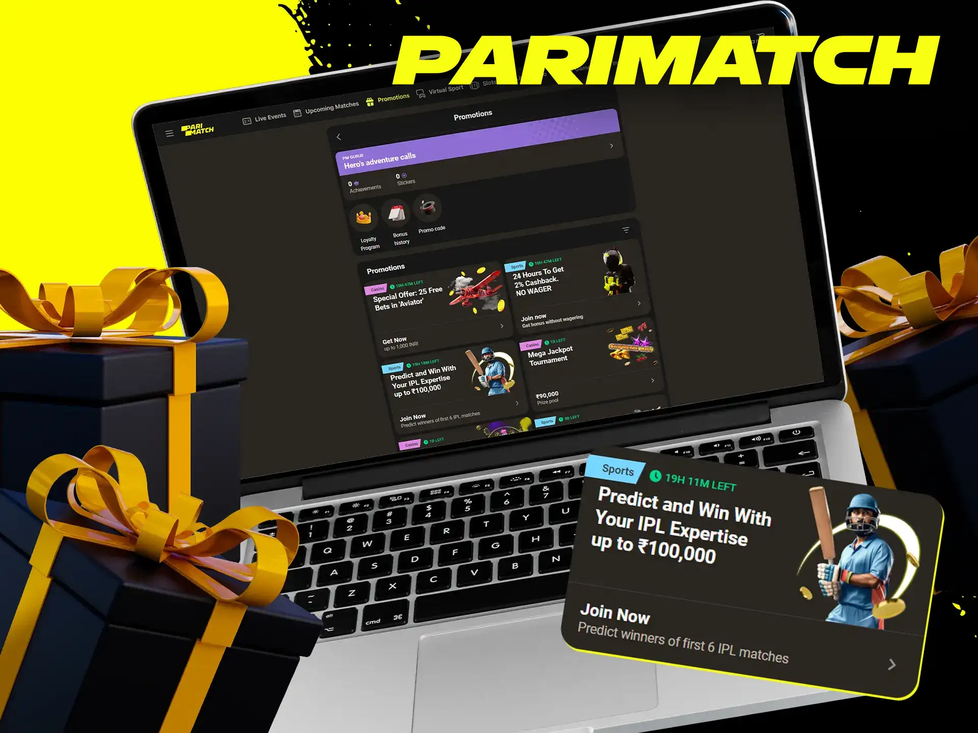 Parimatch gives its players bonuses for IPL Live betting.