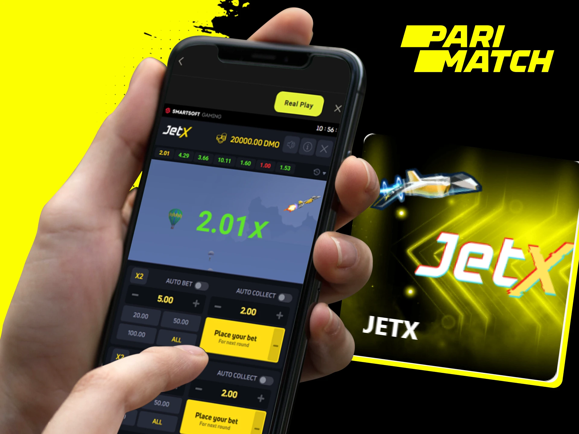 Can I play JetX on the Parimatch online casino website on my phone.