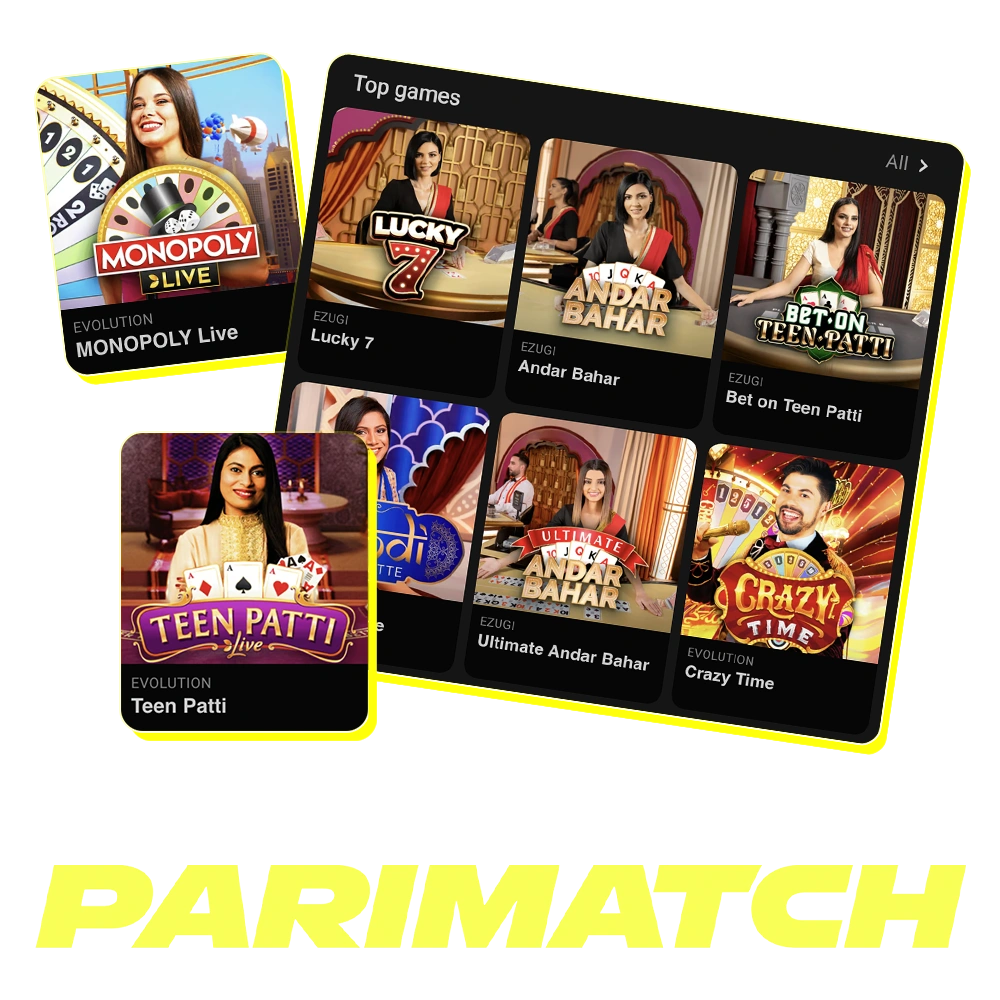 Play live casino games at Parimatch and enjoy real-time action.