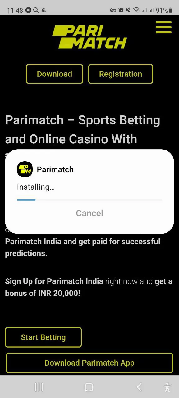 Install the app on your smartphone and enjoy betting.