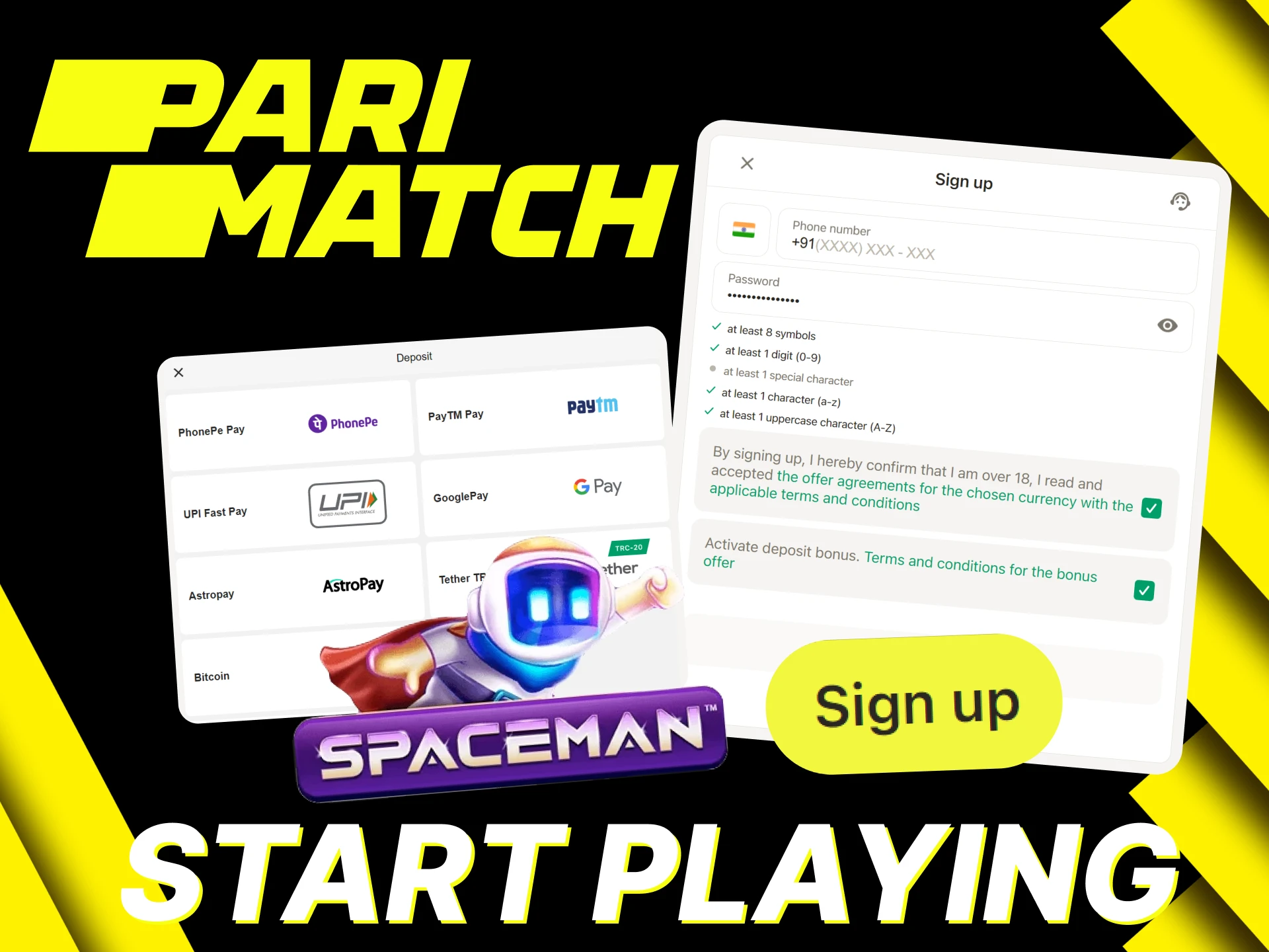 Start playing Spaceman on Parimatch with these instructions.