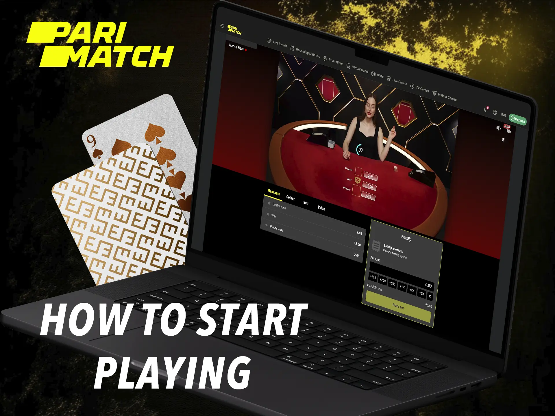 Start your immersion in TV games from Parimatch by completing a simple registration.