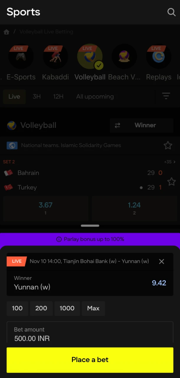 Learn about the types of volleyball bets at Parimatch online casino.